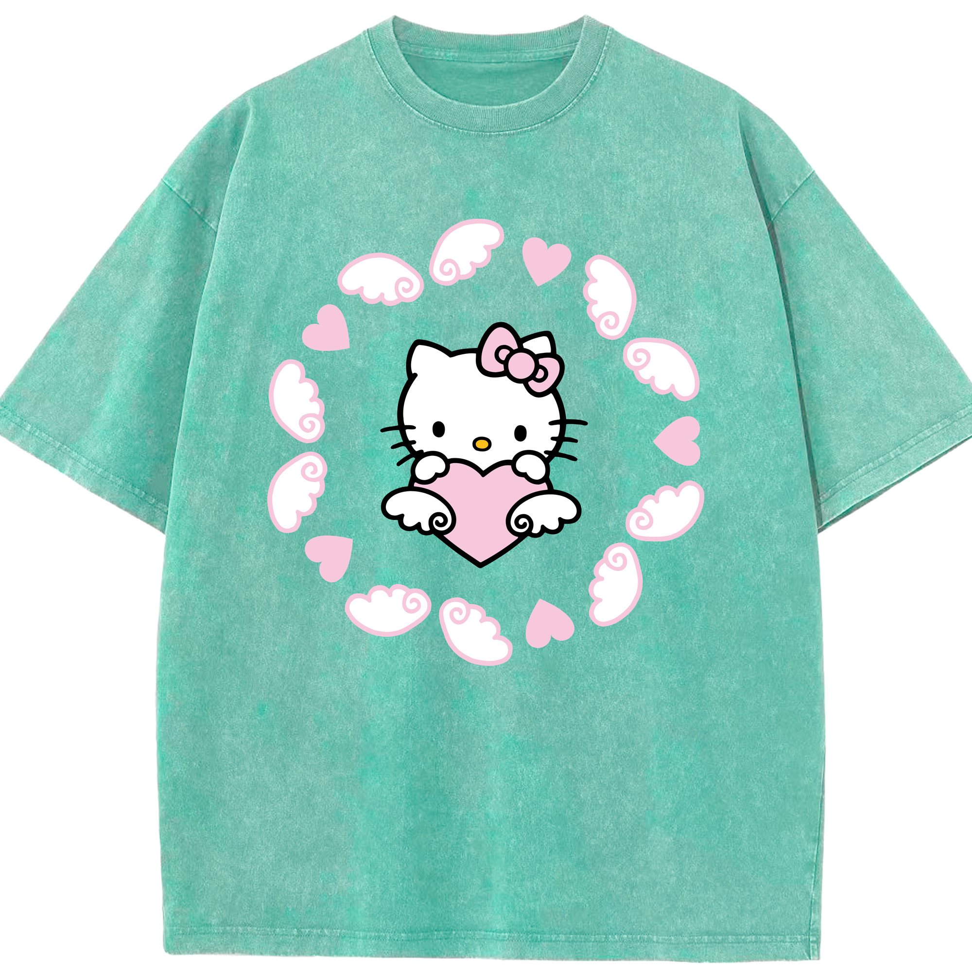 （画像用） Hello Kitty ハローキティ 綿100% ヴィンテージ風 半袖Tシャツ（フロントプリント）